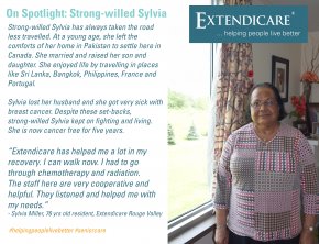 Sylvia Miller, a 76 years old resident in Extendicare Rouge Valley