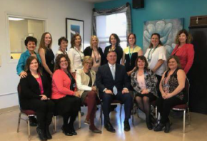 Tim Lukenda, President and CEO of Extendicare joined residents and staff for some team photographs at Extendicare York.